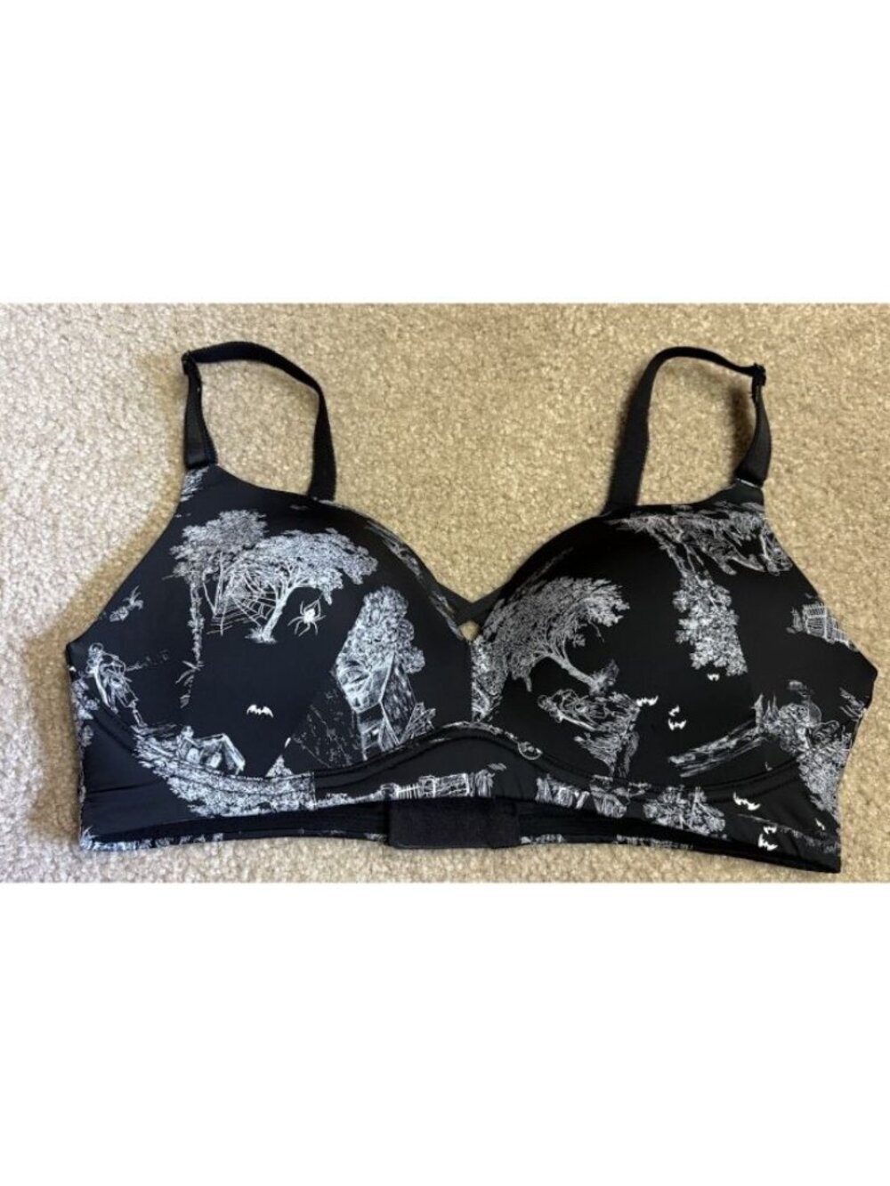 TORRID Spooky Skeleton Spider DREAM WIRE-FREE PUSH-UP PLUNGE BLACK BRA 38D NEW